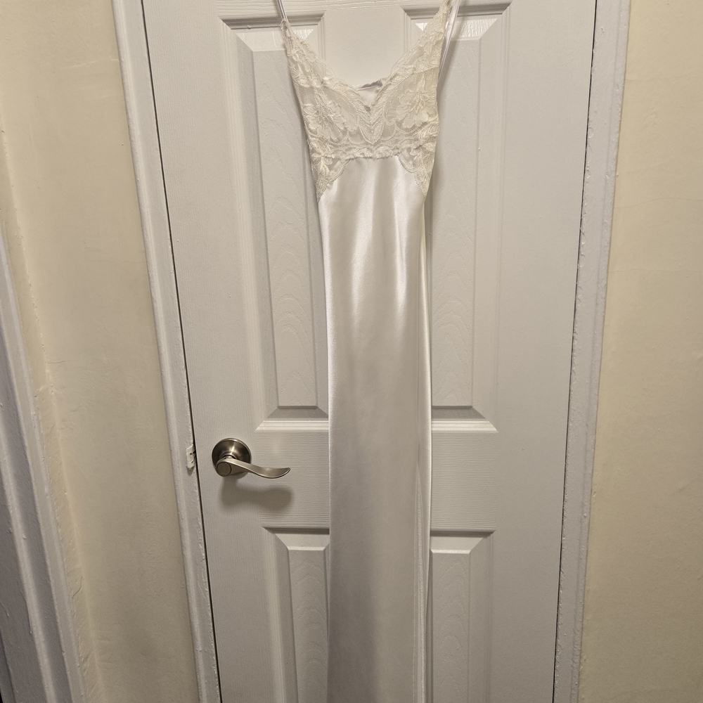 Frederick's of Hollywood Cream Satin Lace Dress